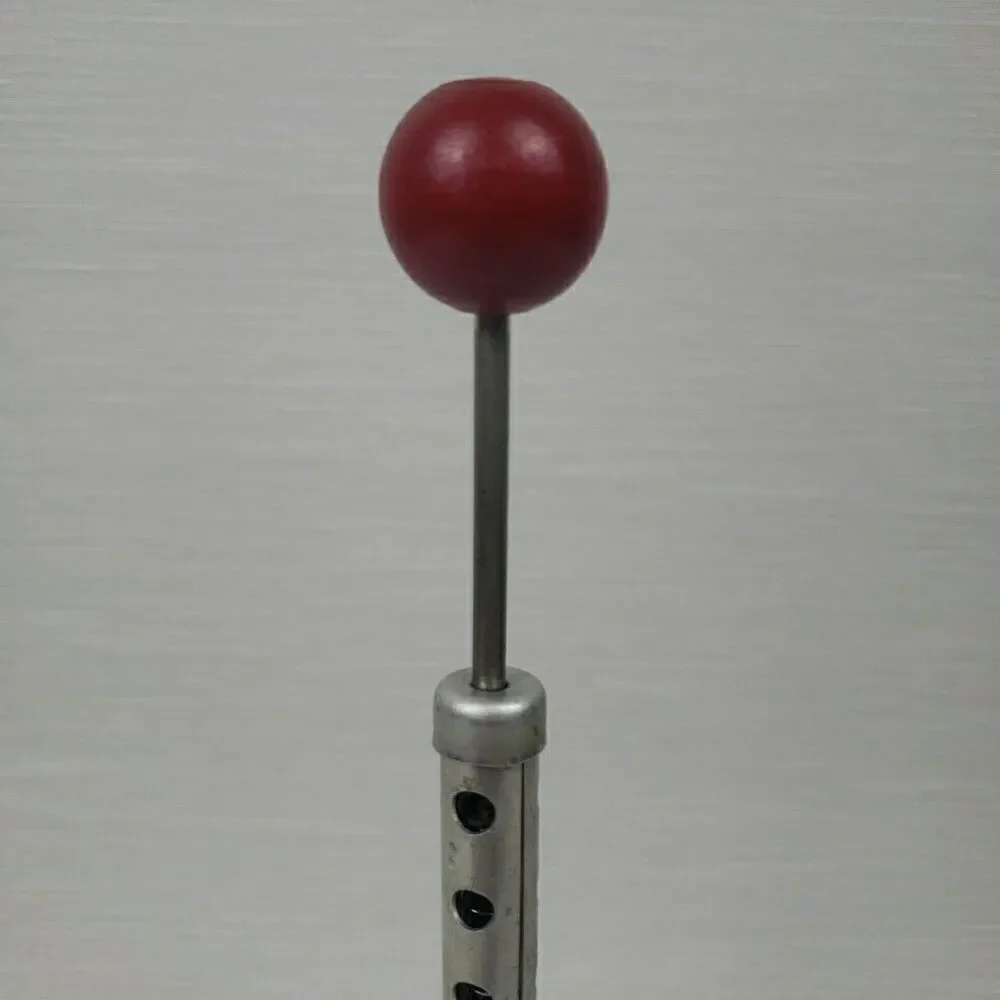 Vintage 14 oz Nut Chopper Red Wood Knob Glass Jar MCM Kitchen Gadget